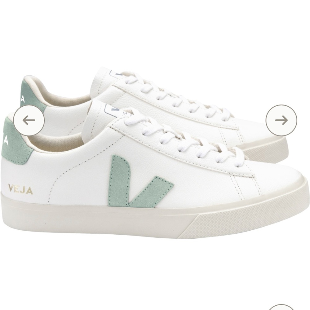 Veja Women's White and Mint Sneakers